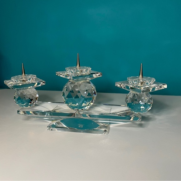 Swarovski Crystal 7600 NR115 3-Light Candle Holder Decorative Candles Retired - Picture 3 of 13